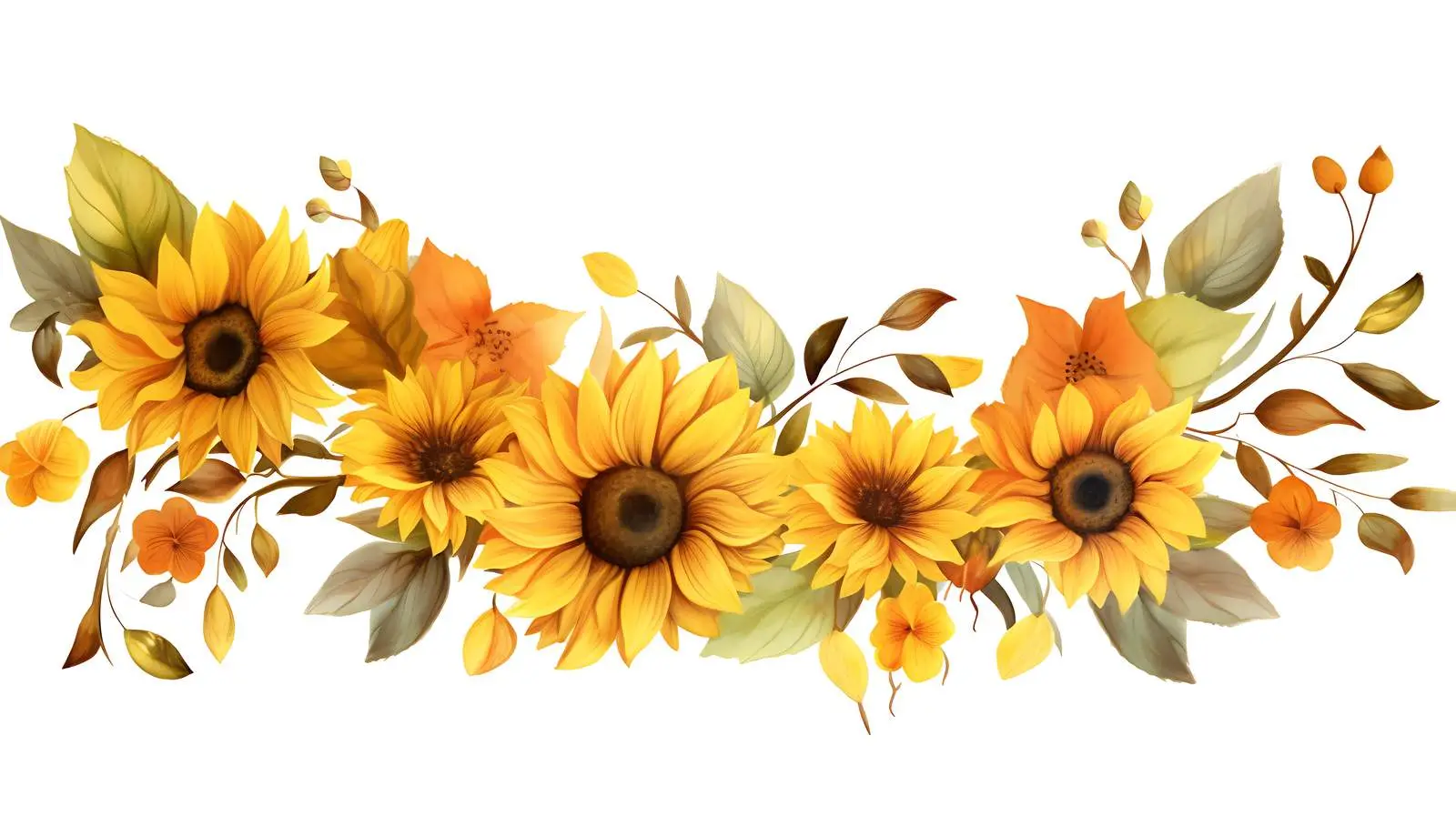 Autumn Sunflower Decorative Border — free download from Dotvec