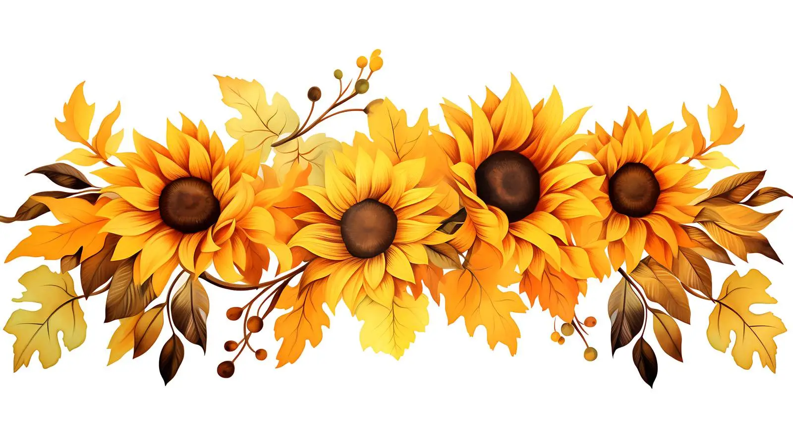 Autumn Sunflower Decorative Border — free download from Dotvec