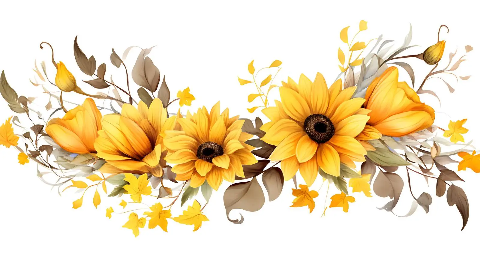 Autumn Sunflower Decorative Border – free sunflowers image from Dotvec