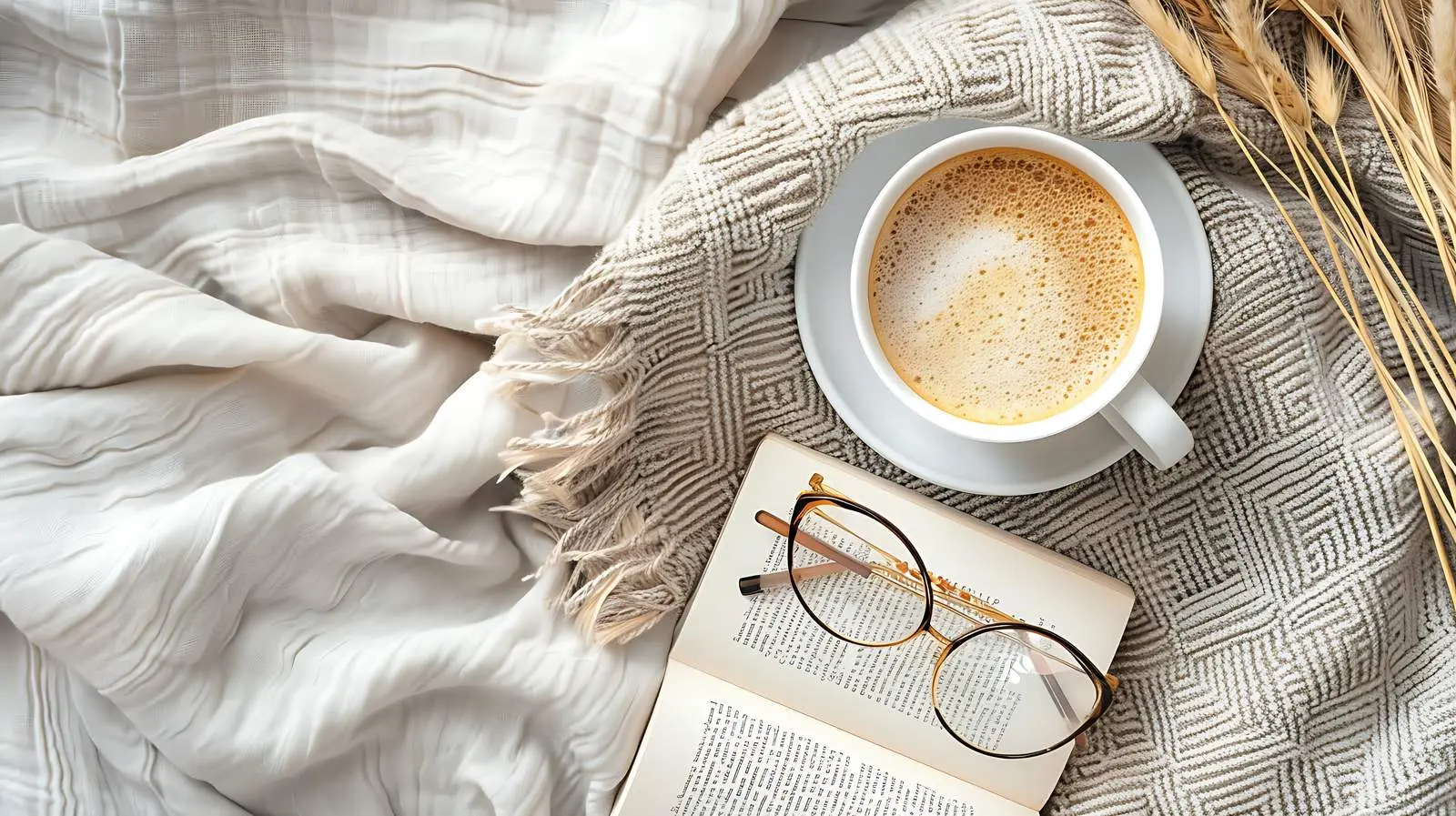 Cozy Autumn Coffee Composition on Grey Background – free sweat image from Dotvec