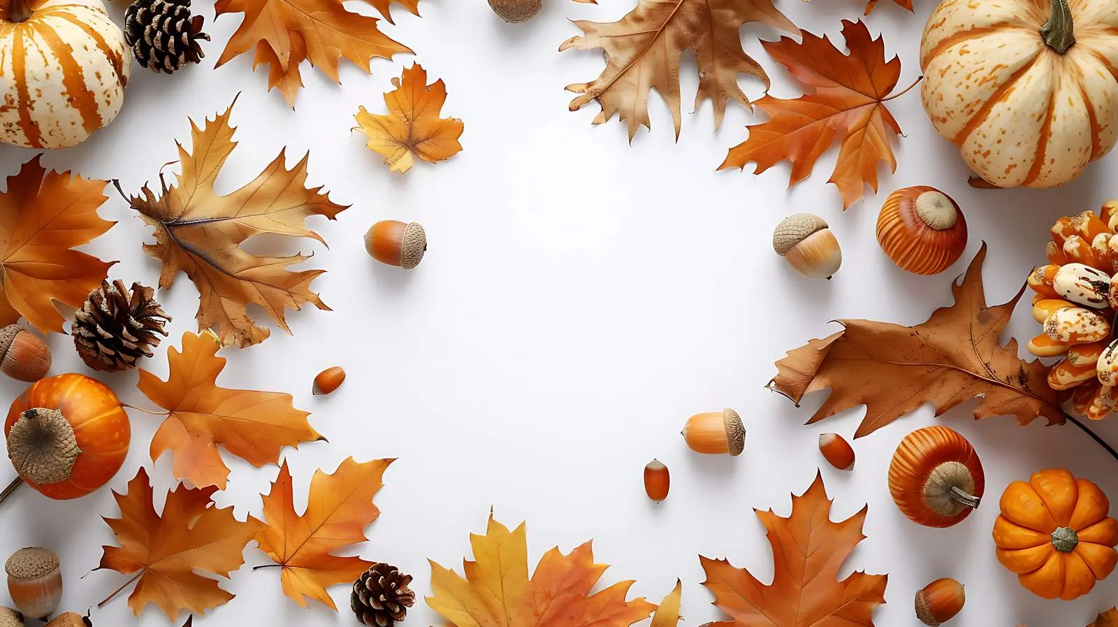 Round Frame of Dried Oak in Autumn Composition — free download from Dotvec