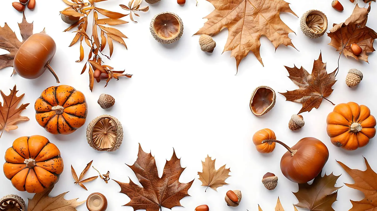Dried Oak Round Frame Autumn Composition — free download from Dotvec