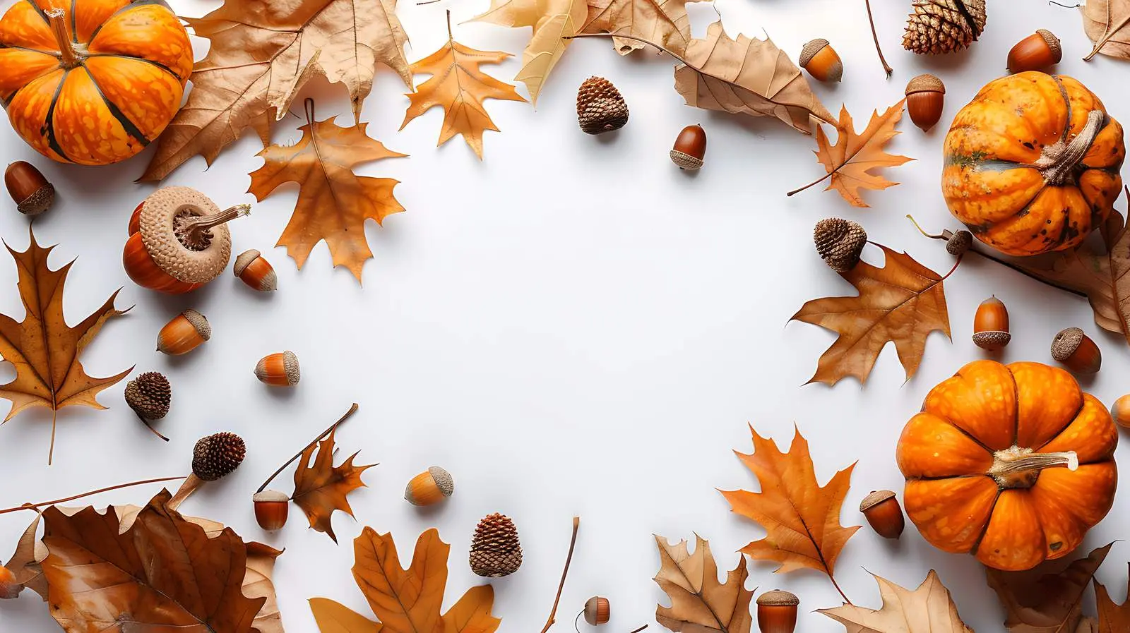 Autumn Frame with Dried Oak Leaves – free seasonal art image from Dotvec