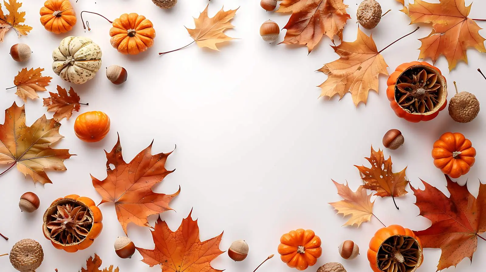 Autumn Round Frame with Dried Oak Leaves — free download from Dotvec