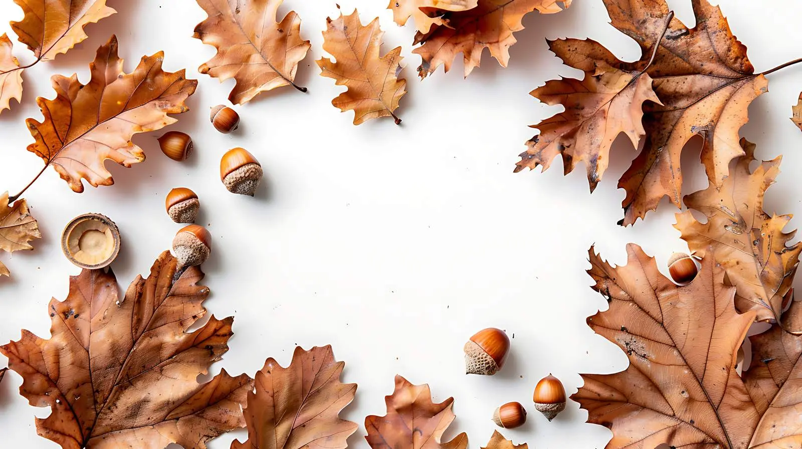 Round Frame of Dried Oak Leaves – free nature art image from Dotvec