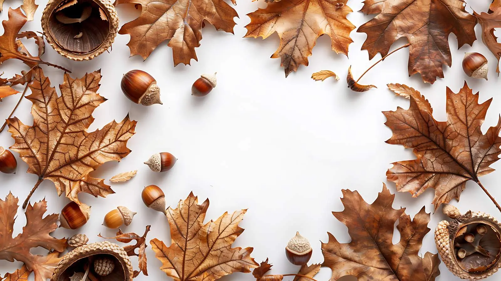 Round Frame of Dried Oak Leaves Composition — free download from Dotvec