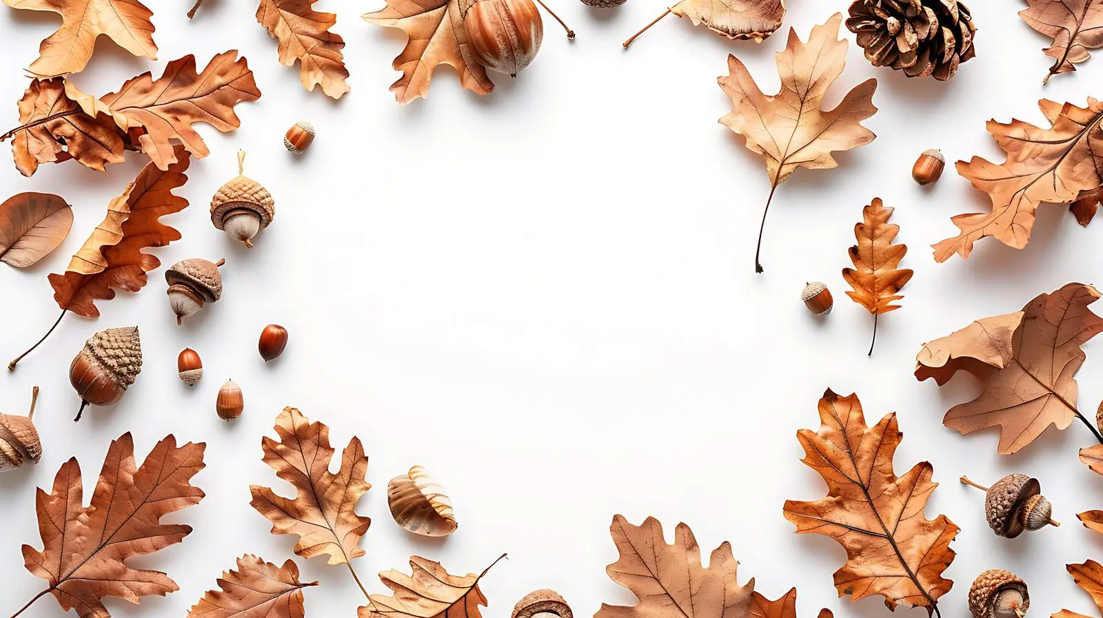 Round Frame of Dried Oak Leaves in Autumn – free nature art image from Dotvec