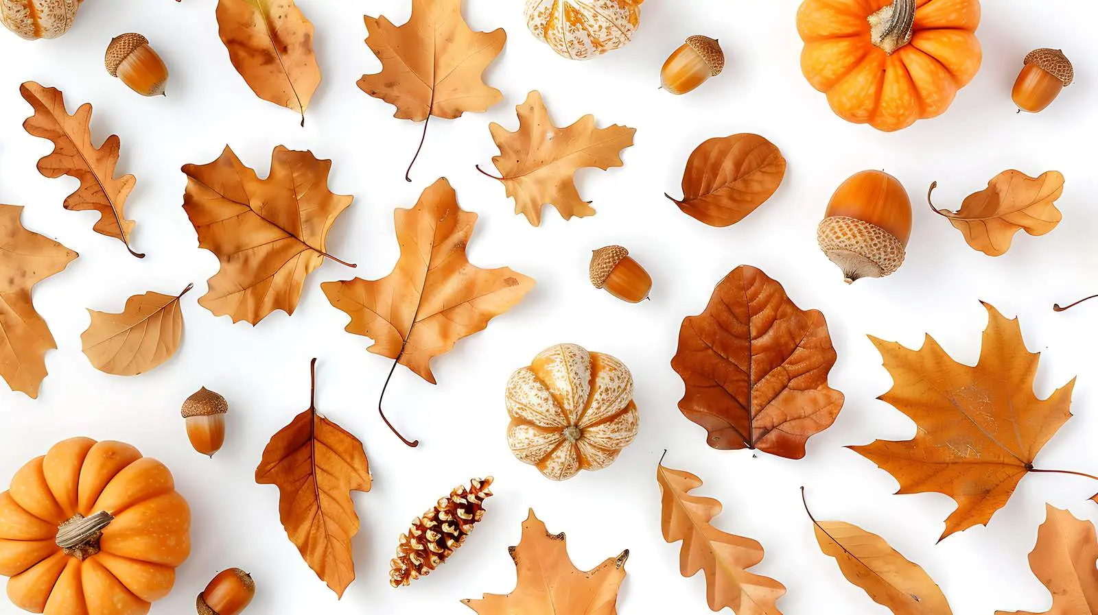 Autumn Pattern with Oak Leaves and Pumpkins – free fall season image from Dotvec