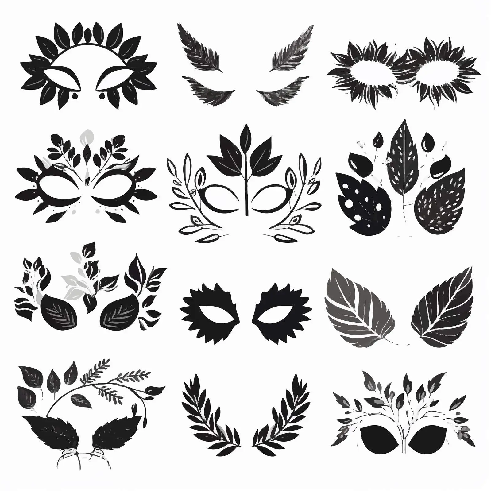 Autumn Floral Masks Clip Art Collection — free download from Dotvec