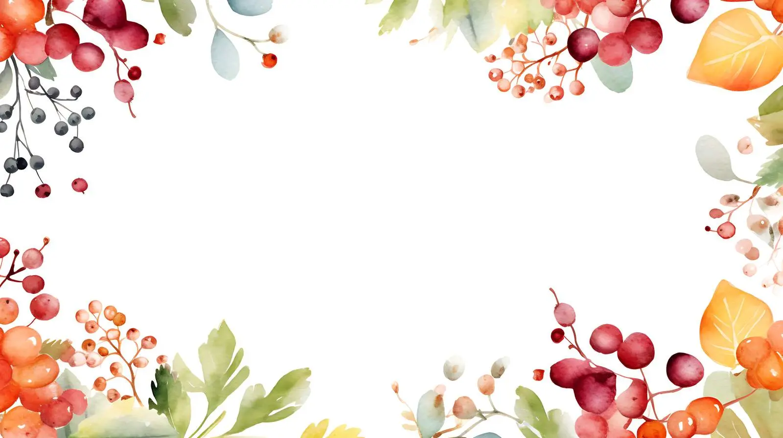 Autumn Foliage Berry Frame White Background — free download from Dotvec