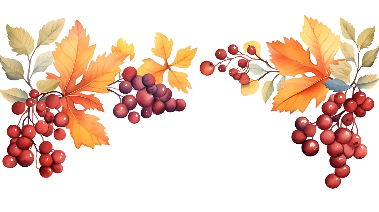 Autumn Foliage Berry Frame White Background — free download from Dotvec