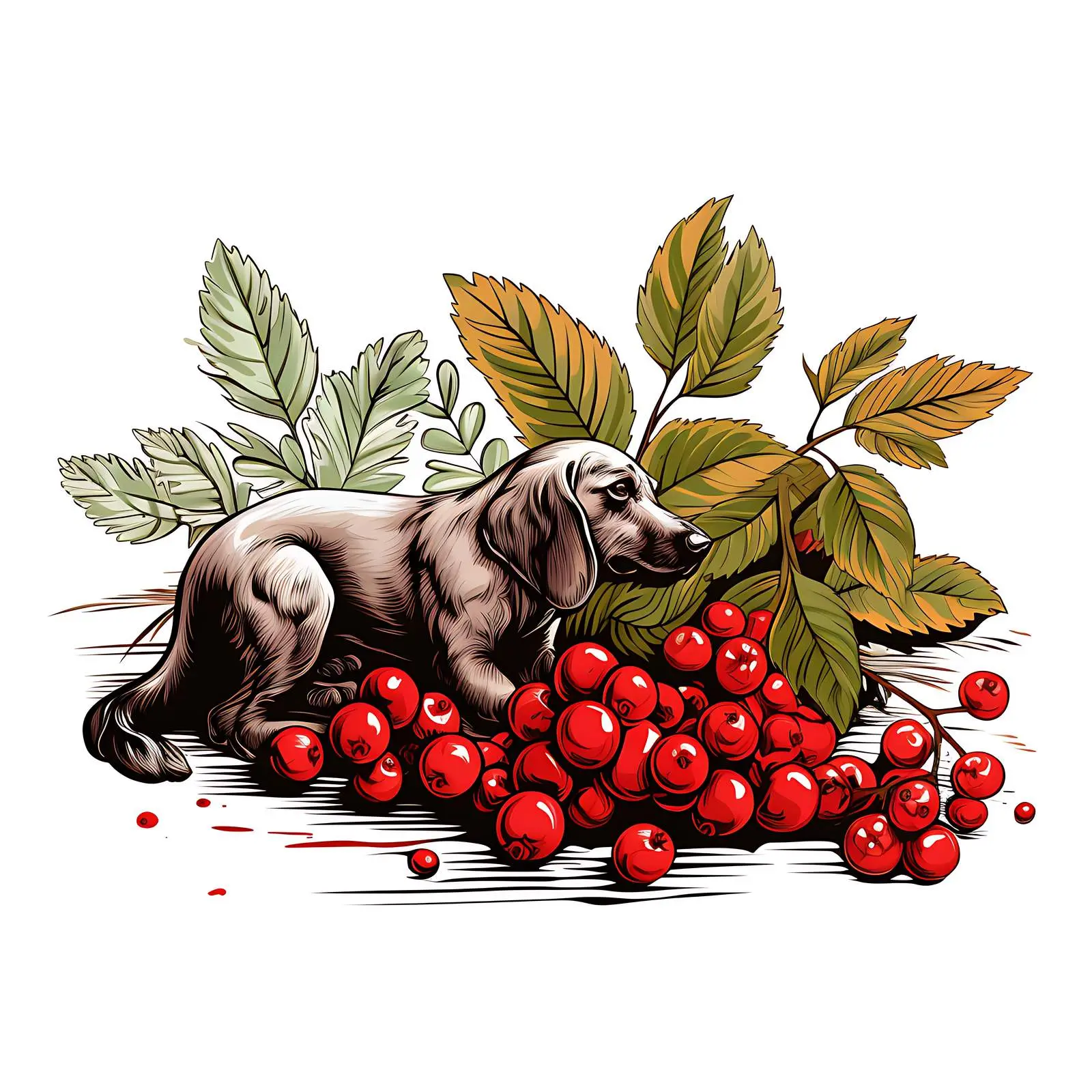 Autumn Forest Fruits and Leaves Sketch – free berries image from Dotvec