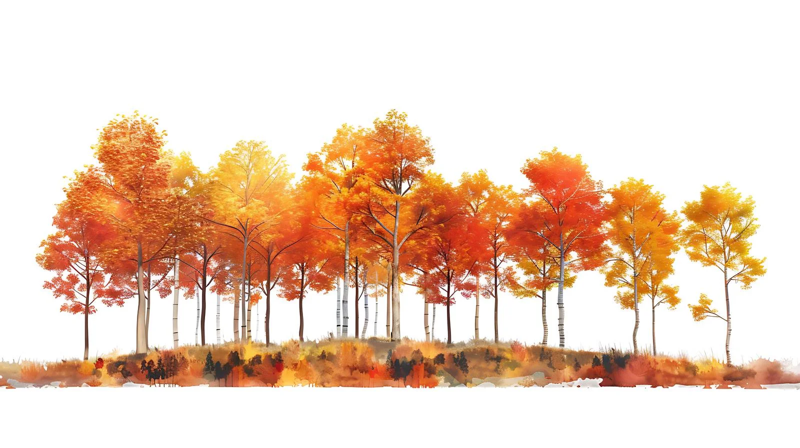 Serene Autumn Forest on White Background — free download from Dotvec