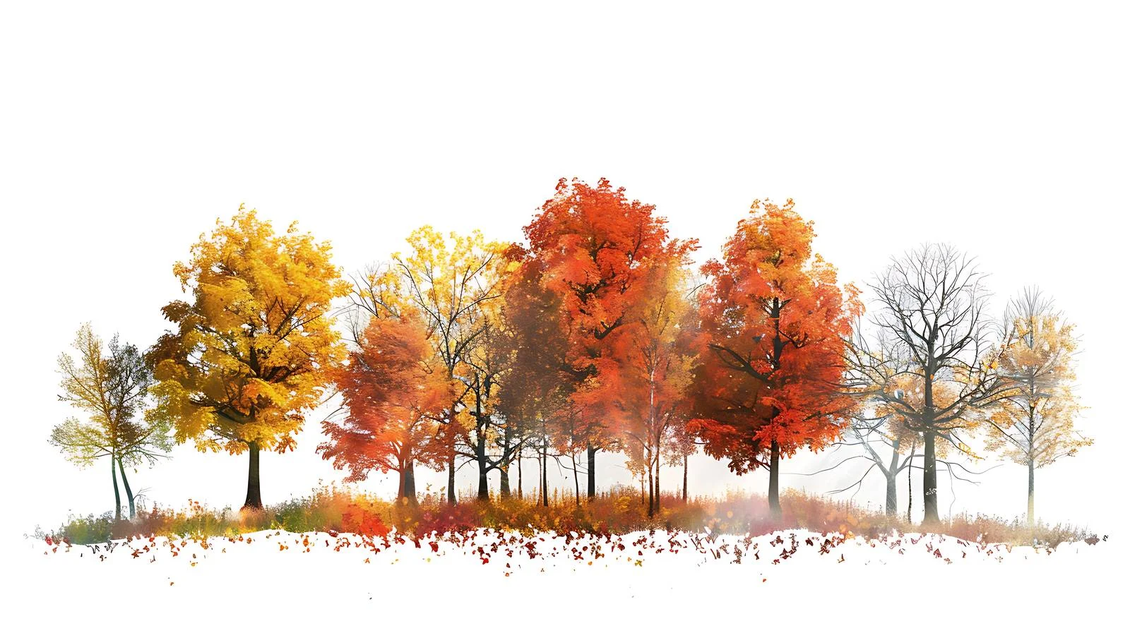 Autumn Forest Scene on White Background — free download from Dotvec