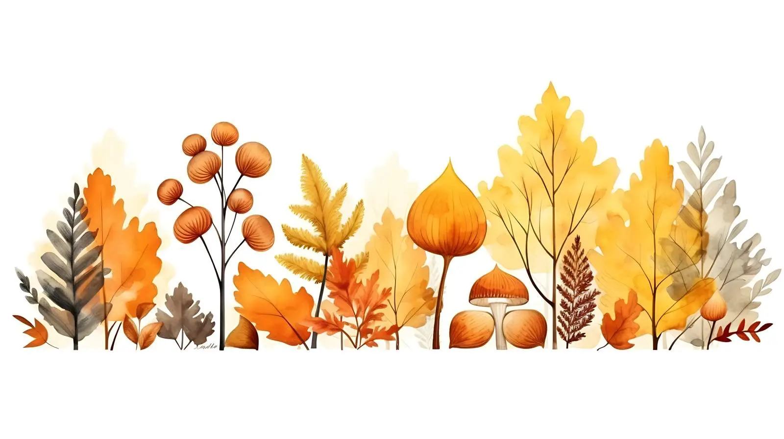 Autumn Forest Leaves Border on White Background — free download from Dotvec
