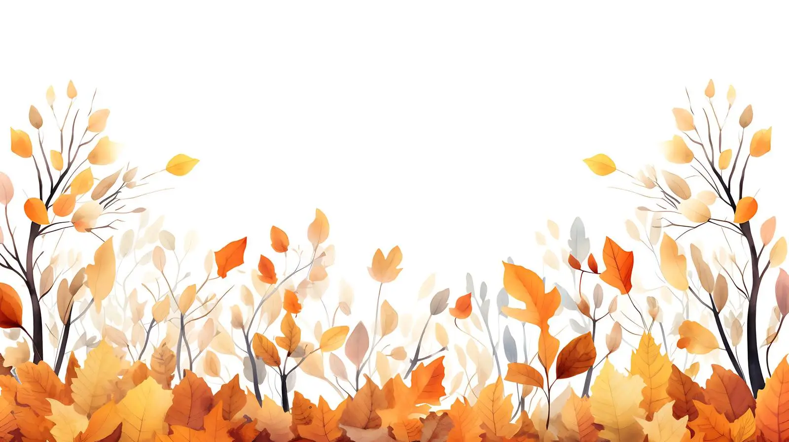 Autumn Forest Leaves Border on White Background — free download from Dotvec