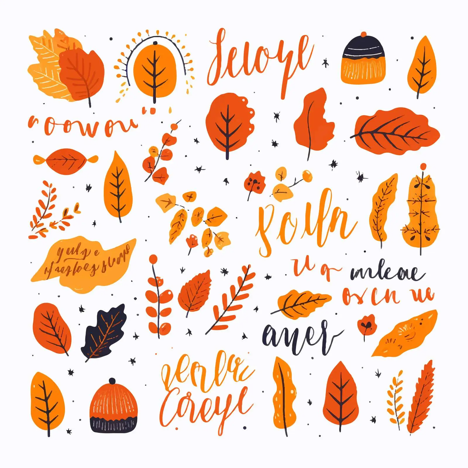 Autumn Hand-Drawn Lettering Vector Set — free download from Dotvec