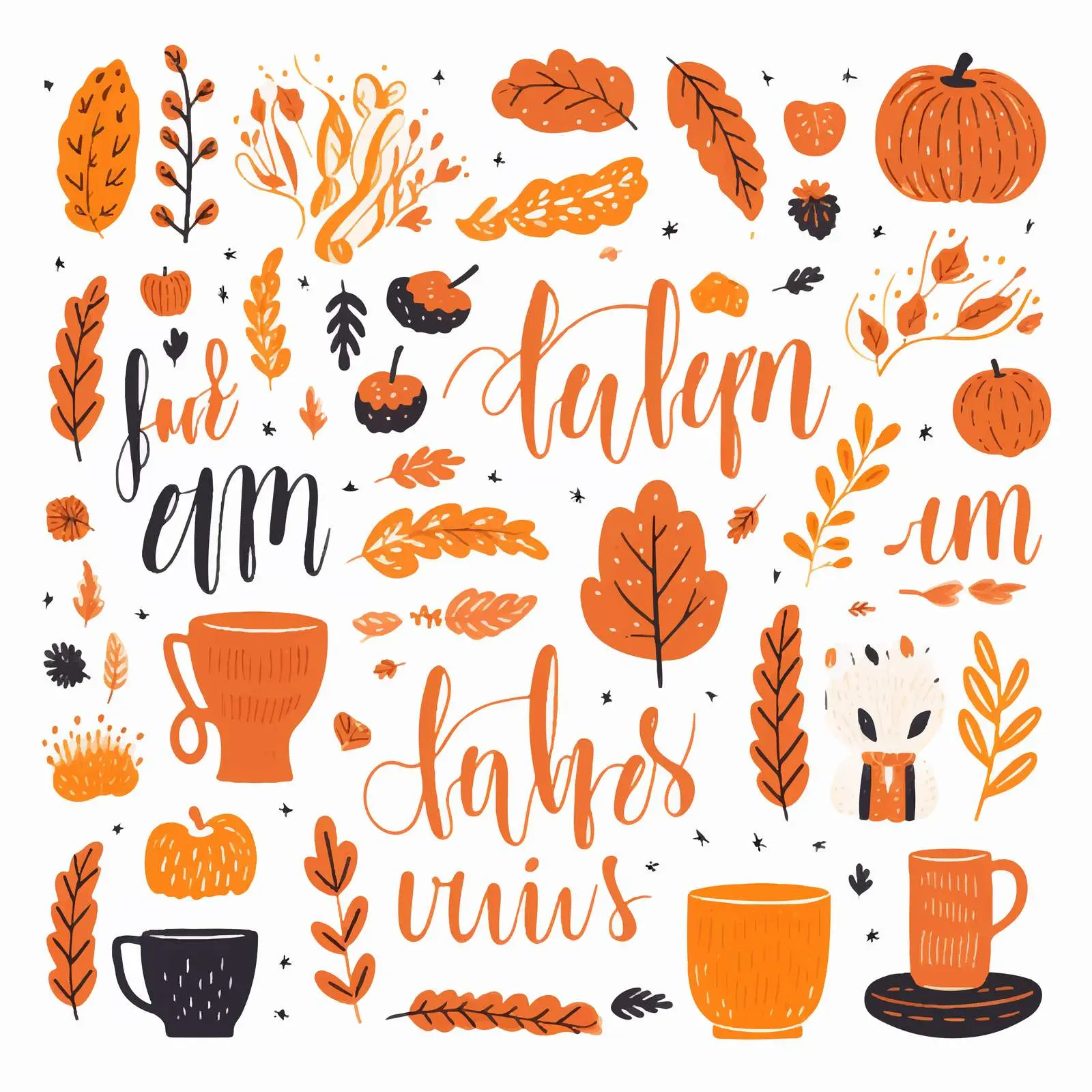 Autumn Hand Drawn Lettering Vector Set — free download from Dotvec