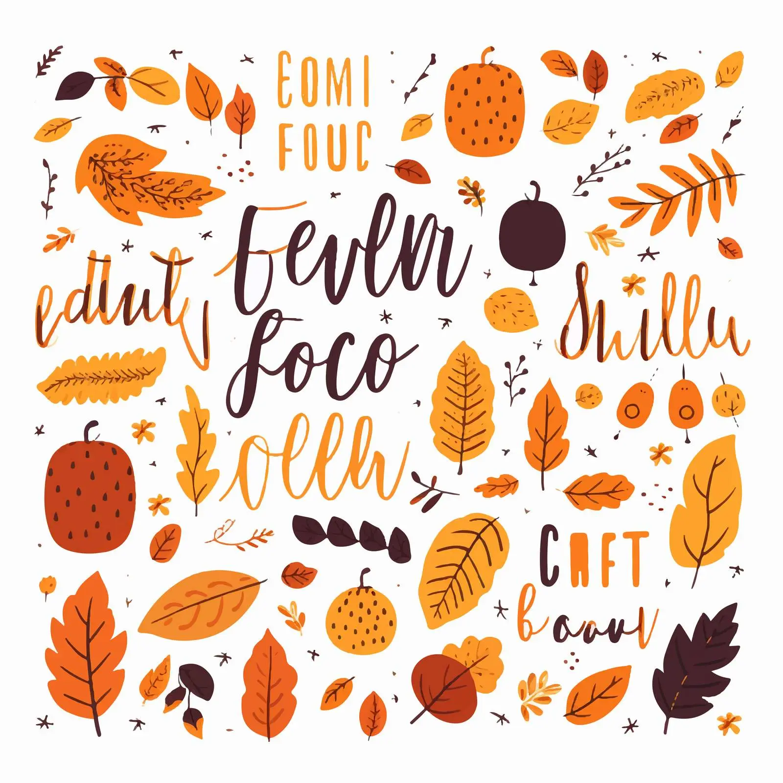 Autumn Hand-Drawn Lettering Vector Set — free download from Dotvec