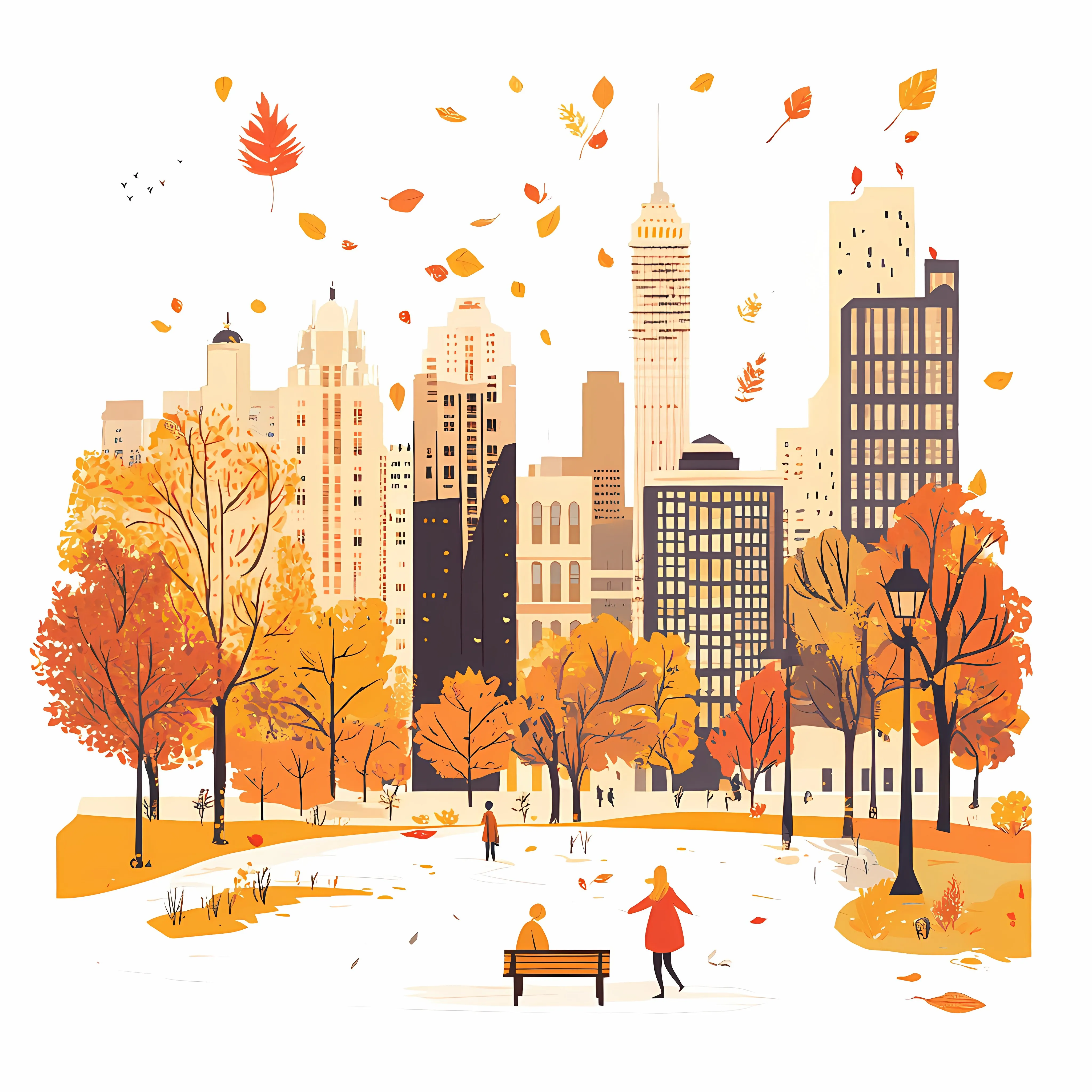 Autumn Cityscape Wide Angle Full View — free download from Dotvec