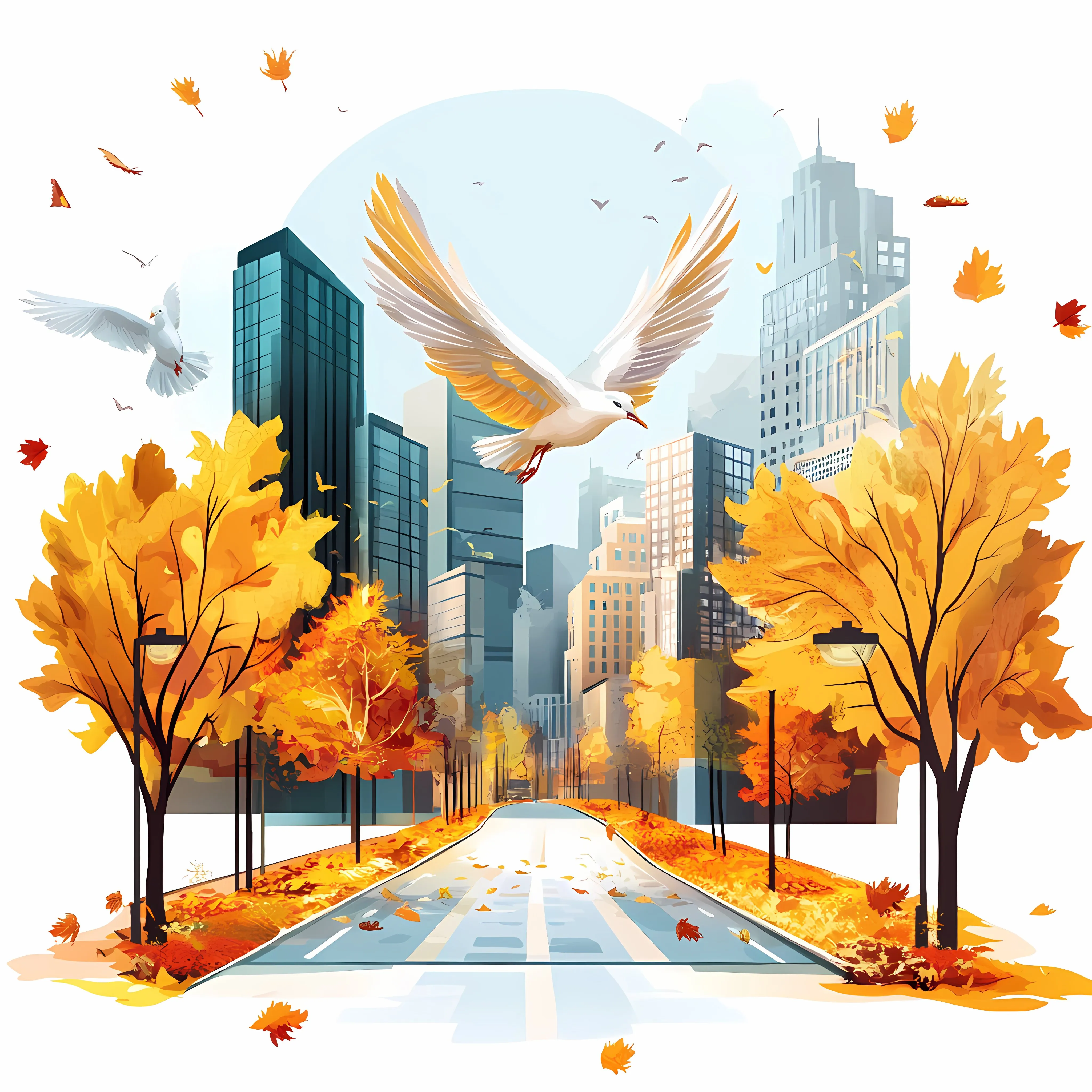 Autumn in the City Wide Angle View — free download from Dotvec