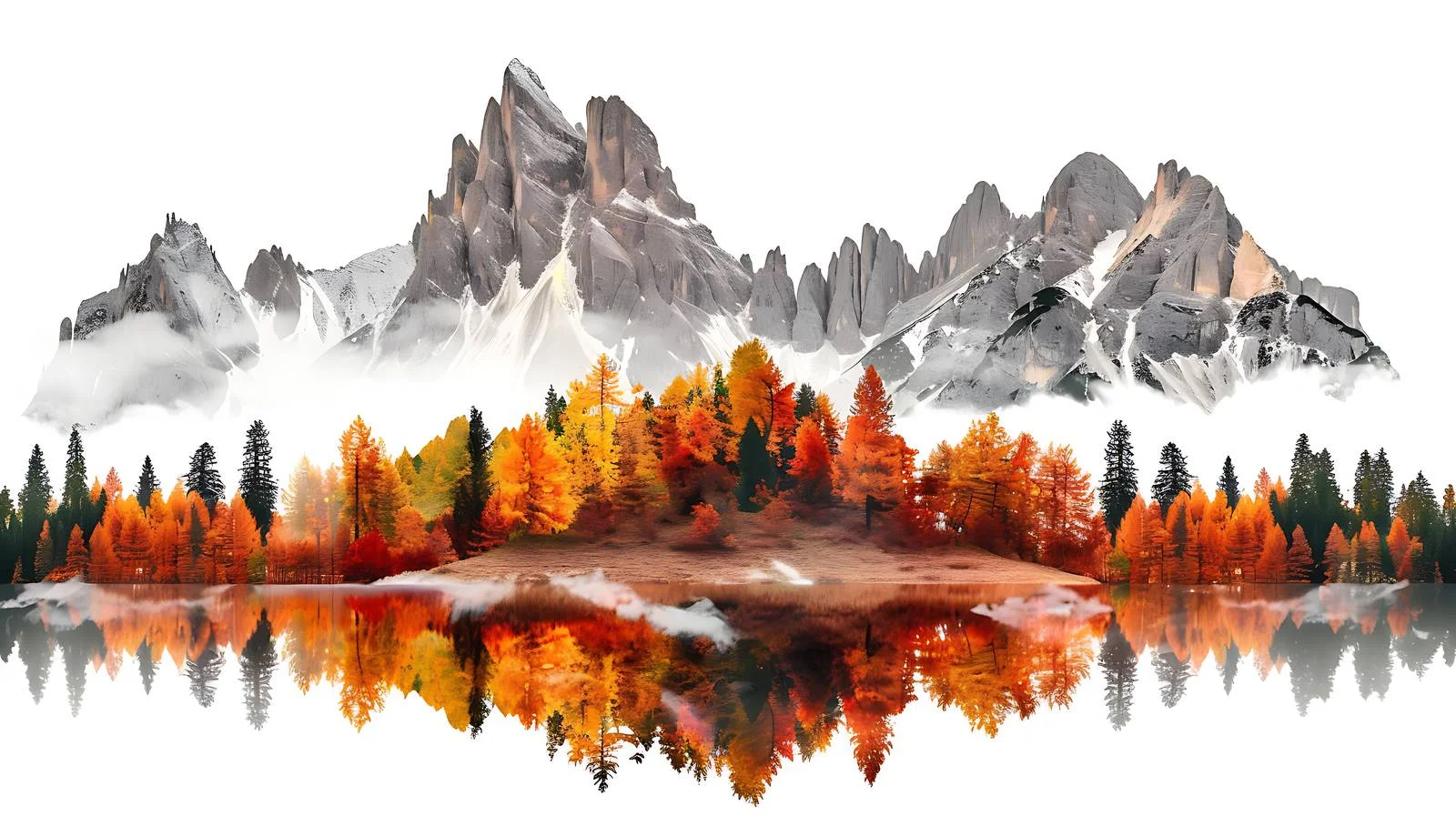 Italian Dolomites Autumn Scene in Isolation — free download from Dotvec