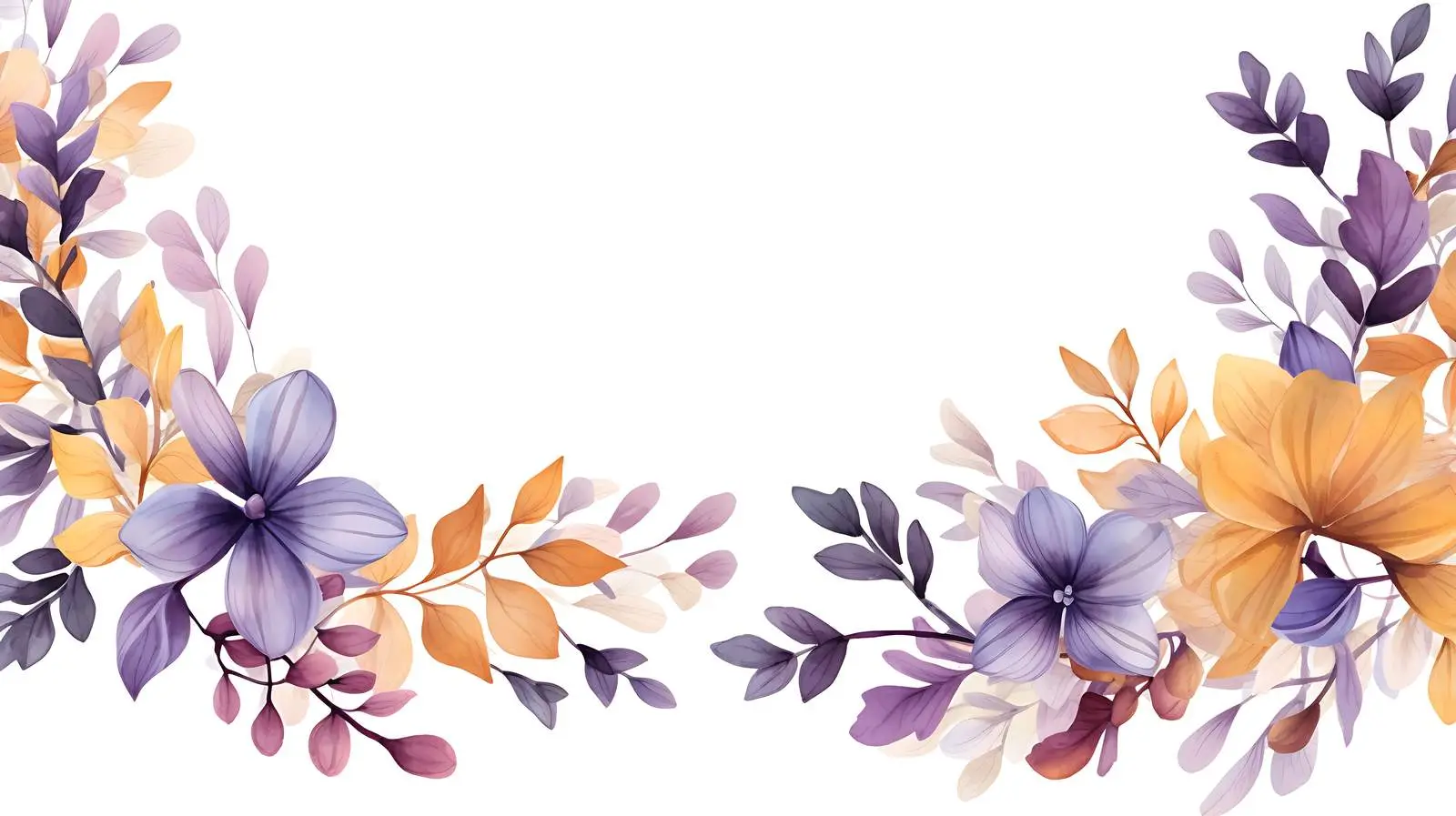 Autumn Foliage and Purple Floral Border — free download from Dotvec