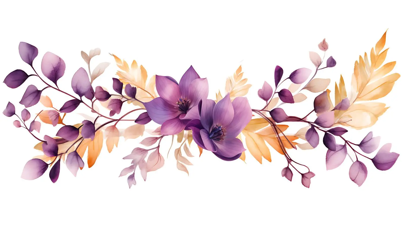 Autumn Foliage Purple Floral Frame — free download from Dotvec
