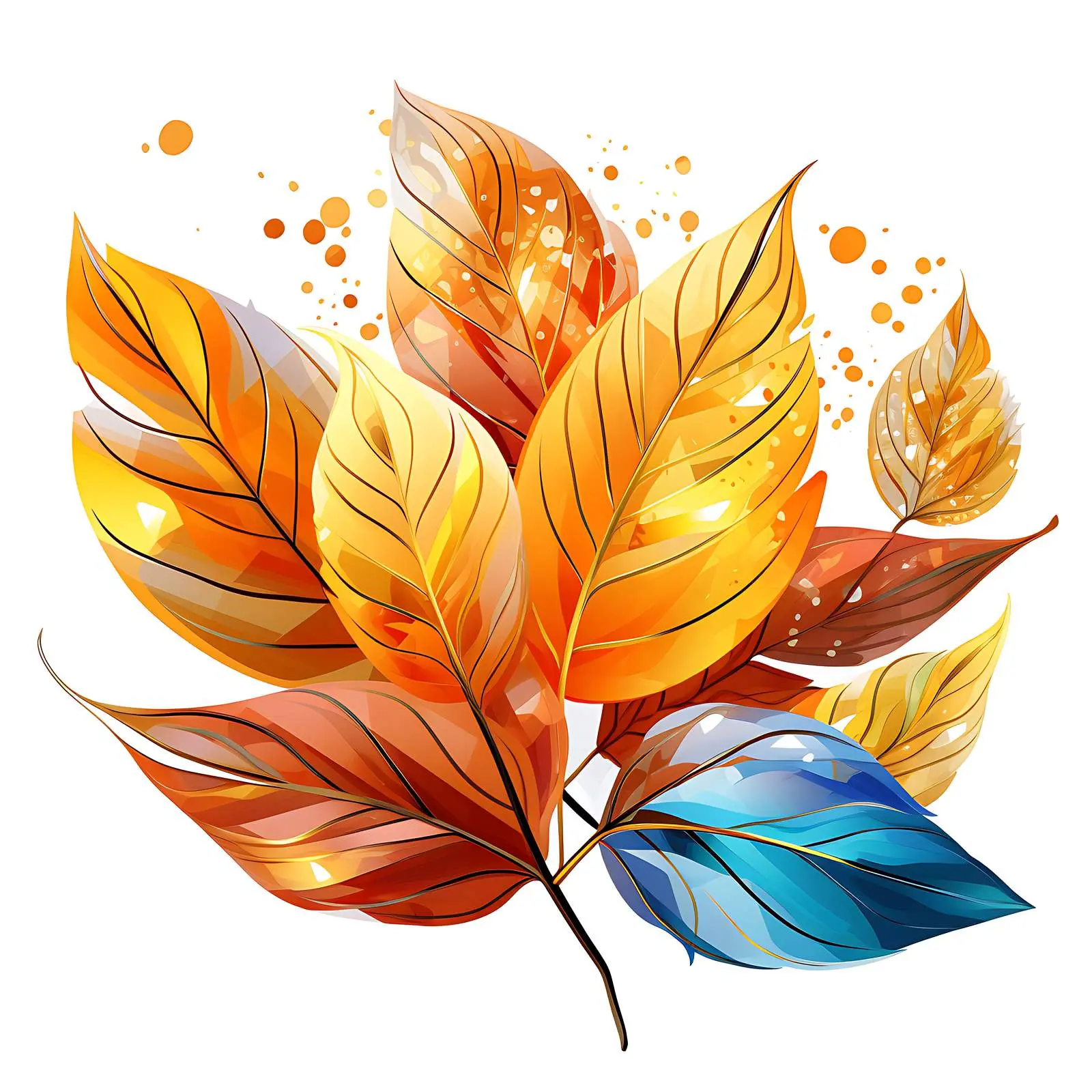 Futuristic Metallic Autumn Leaves Clip Art — free download from Dotvec