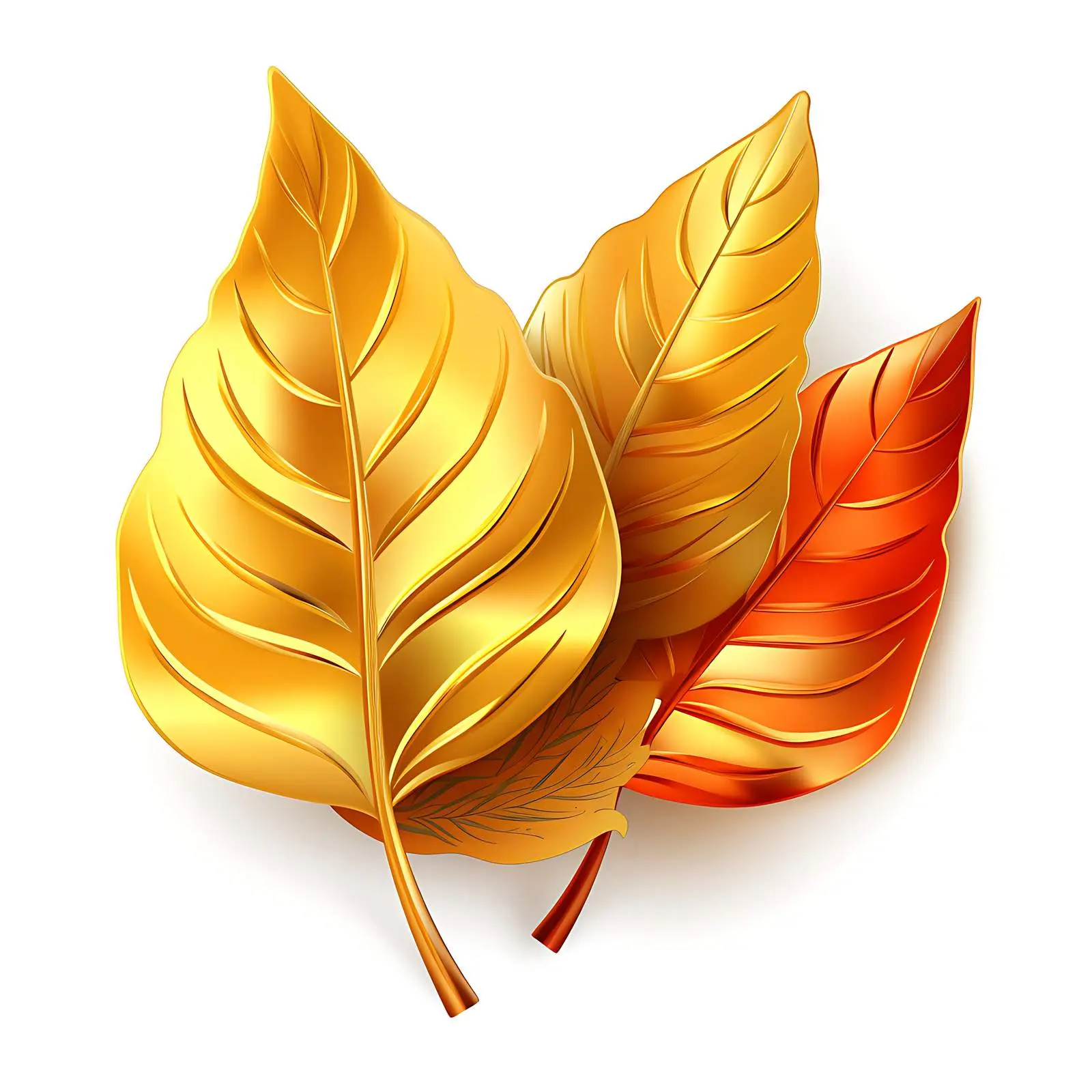 Futuristic Metallic Autumn Leaves Clip Art – free seasonal art image from Dotvec