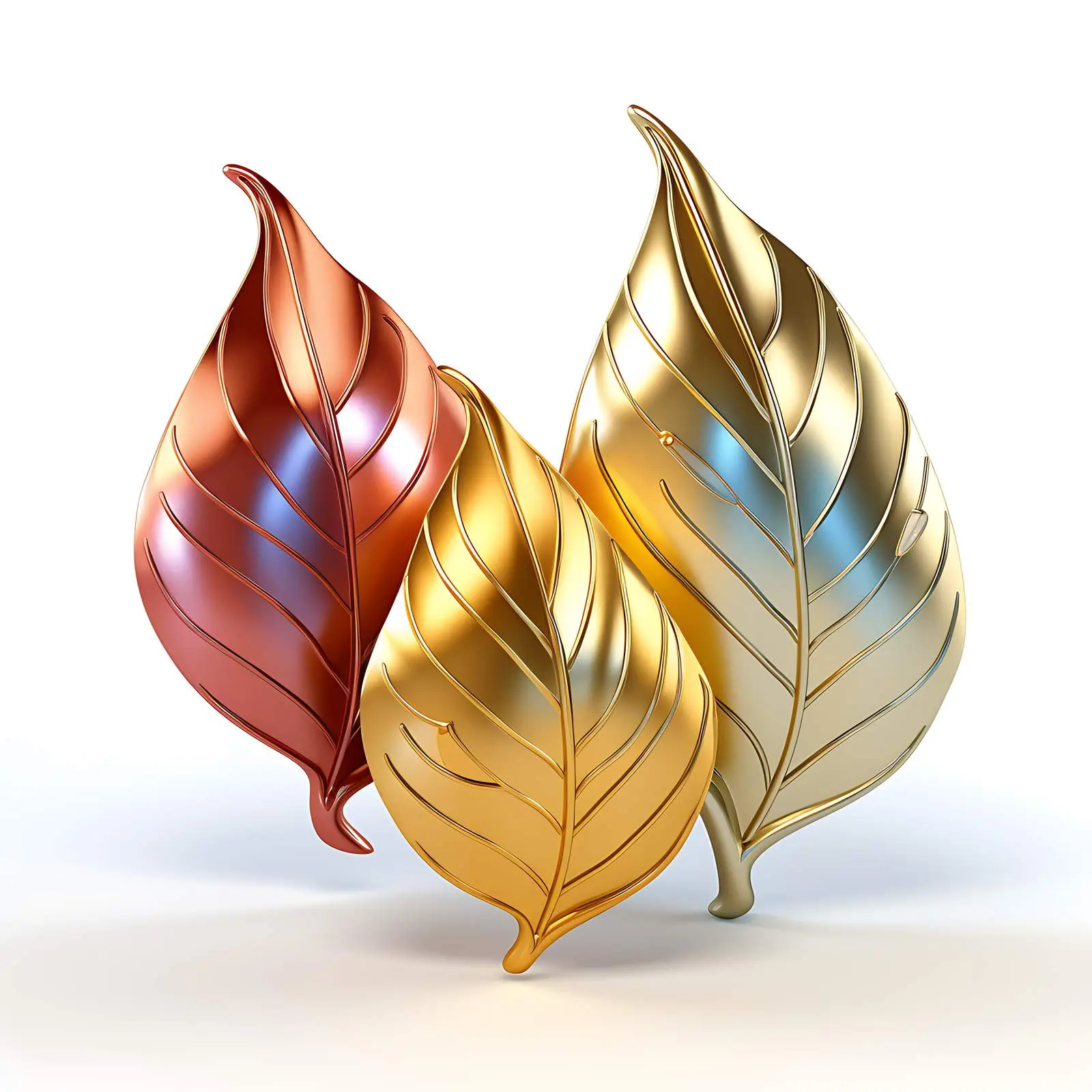 Futuristic Metallic Autumn Leaves Clip Art – free fall season image from Dotvec