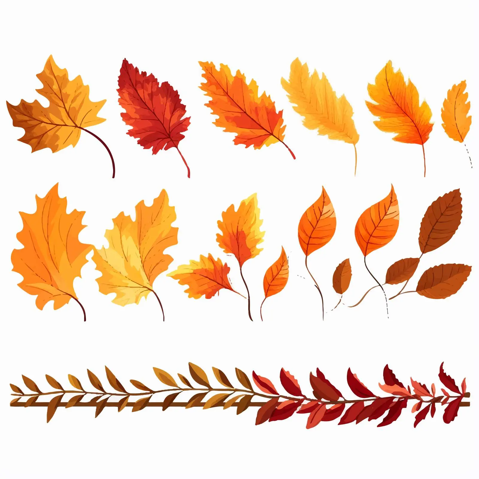 Autumn Leaves Decorative Border Elements Set — free download from Dotvec