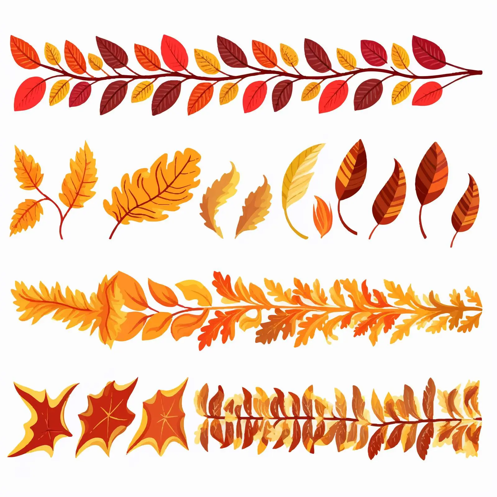 Autumn Leaves Decorative Border Vector Set — free download from Dotvec