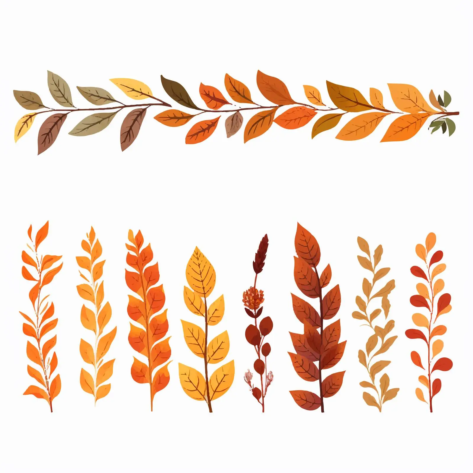 Autumn Leaves Decorative Elements Set – free seasonal theme image from Dotvec