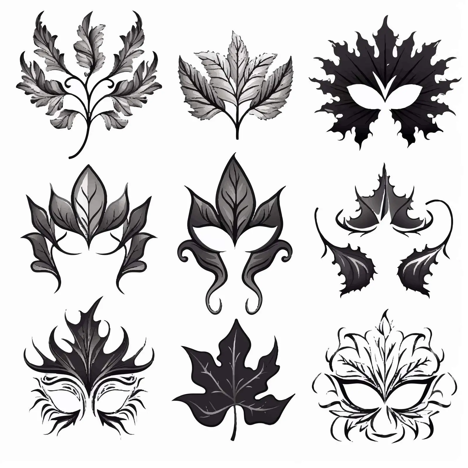 Black and White Autumn Leaves Clip Art Vectors – free nature vectors image from Dotvec