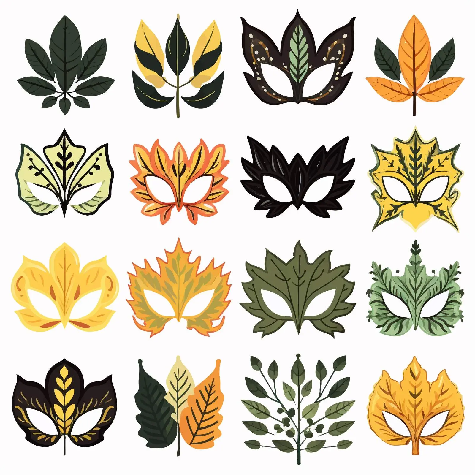 Black and White Autumn Leaves Clip Art Vectors – free transparent background image from Dotvec