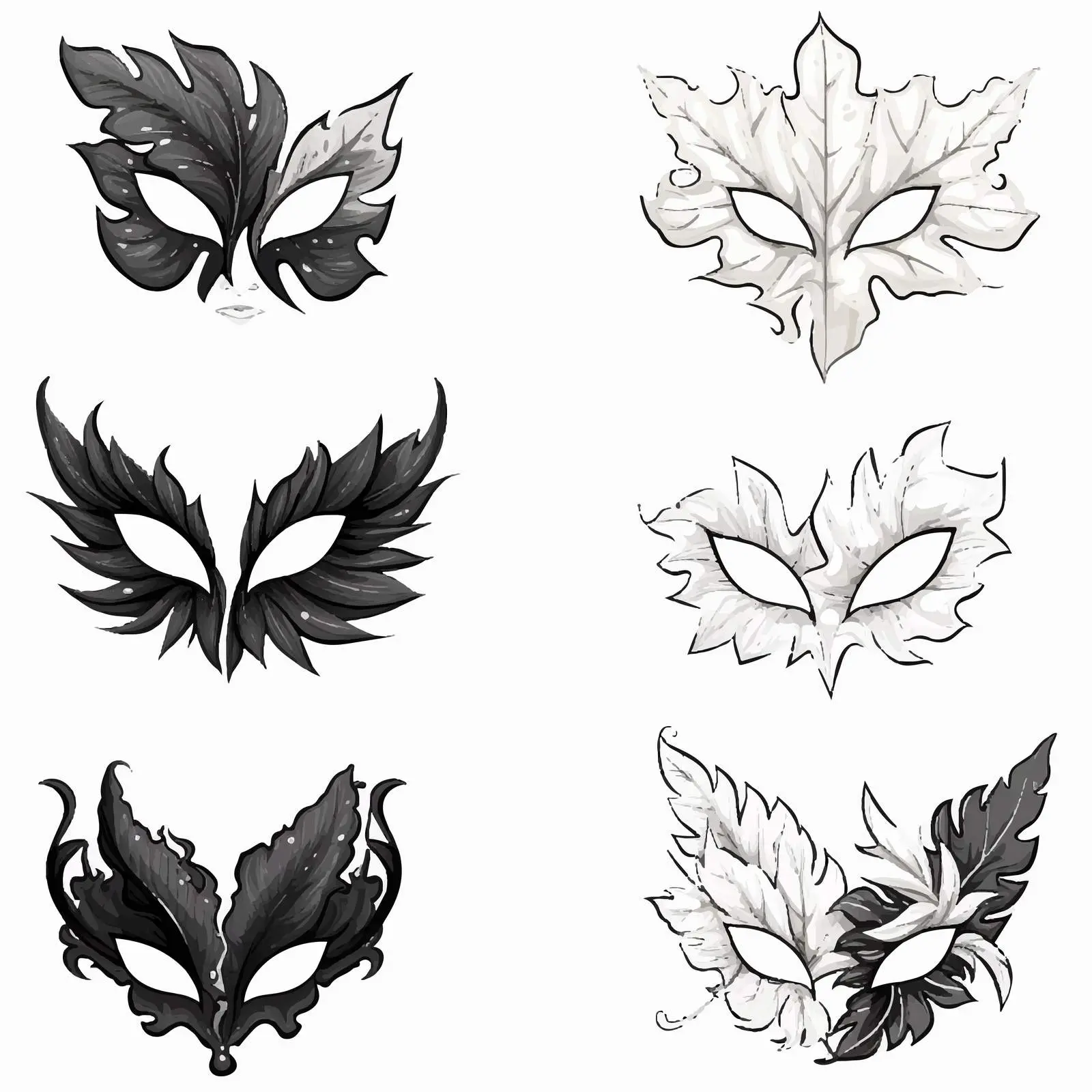 Autumn Leaves Masks Clip Art Vectors – free art elements image from Dotvec