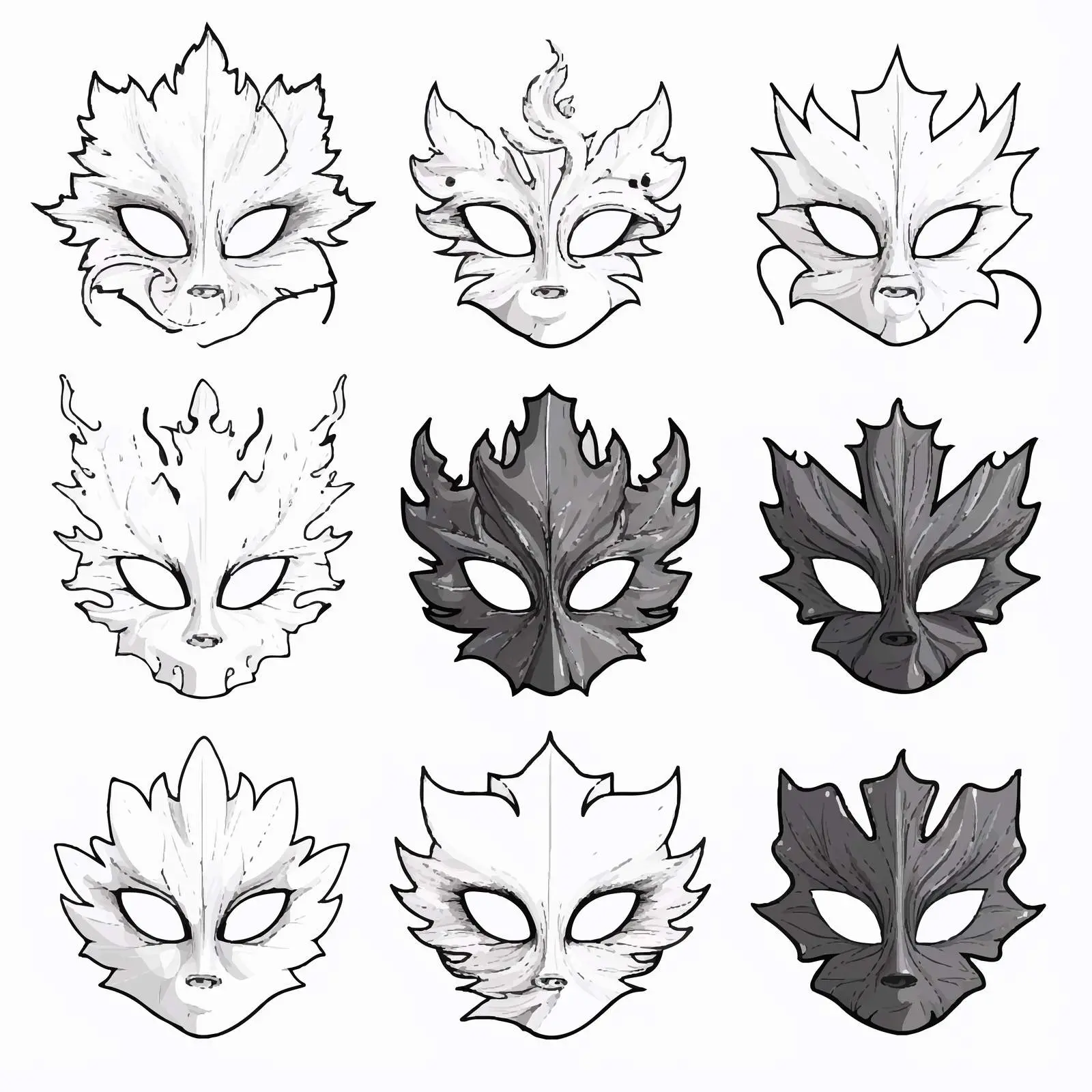 Black and White Autumn Leaves Clip Art Vectors — free download from Dotvec