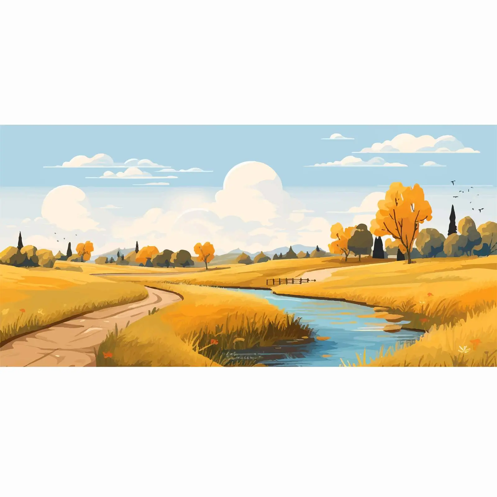Autumn Landscape Panorama of Rural Countryside — free download from Dotvec