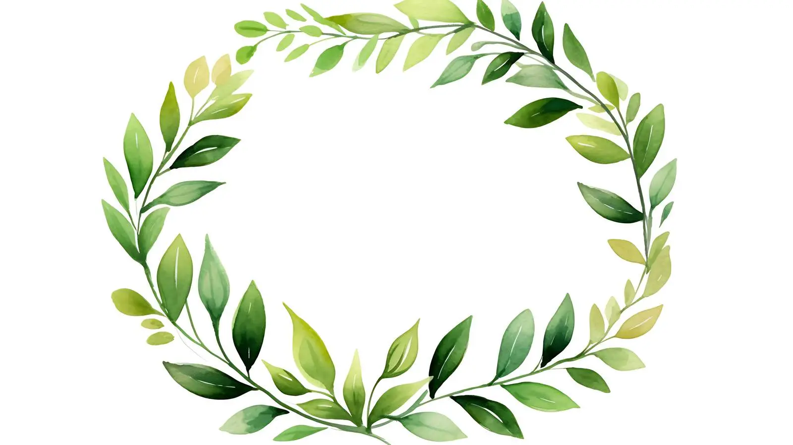 Green Leaves Round Frame on White — free download from Dotvec