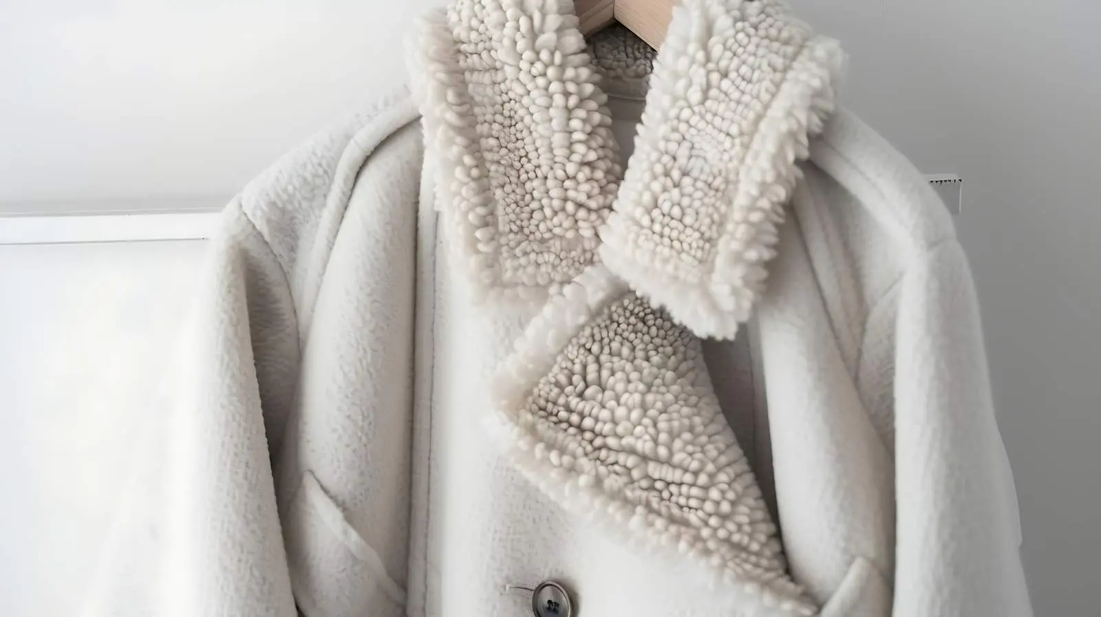 Autumn Outerwear on Hanger Against White Wall – free sweat image from Dotvec