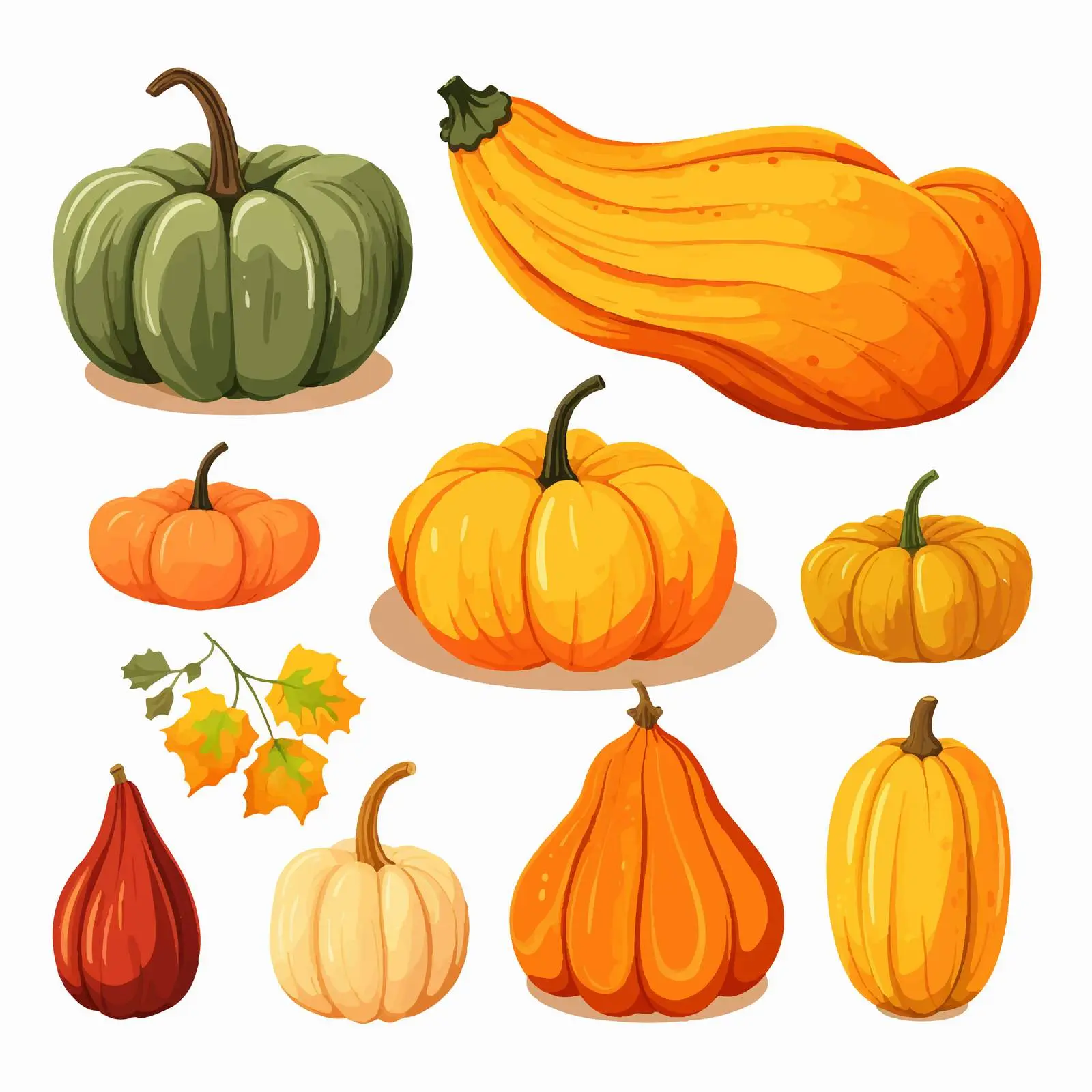 Autumn Pumpkins and Gourds Collection Graphic — free download from Dotvec