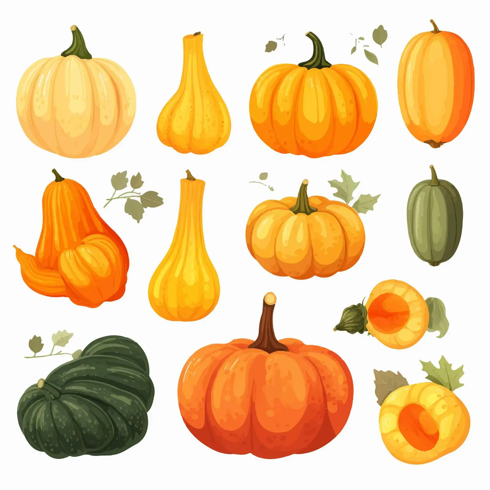 Autumn Pumpkins and Gourds Vector Illustration — free download from Dotvec