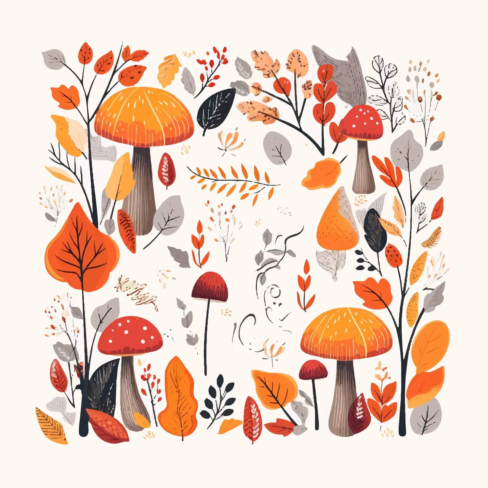 Autumn Botanical Greeting Card Vector Template — free download from Dotvec