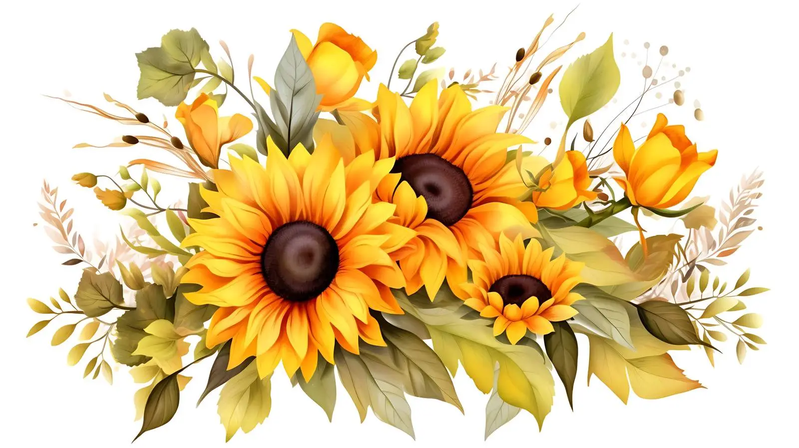 Autumn Sunflowers Bouquet Artwork — free download from Dotvec
