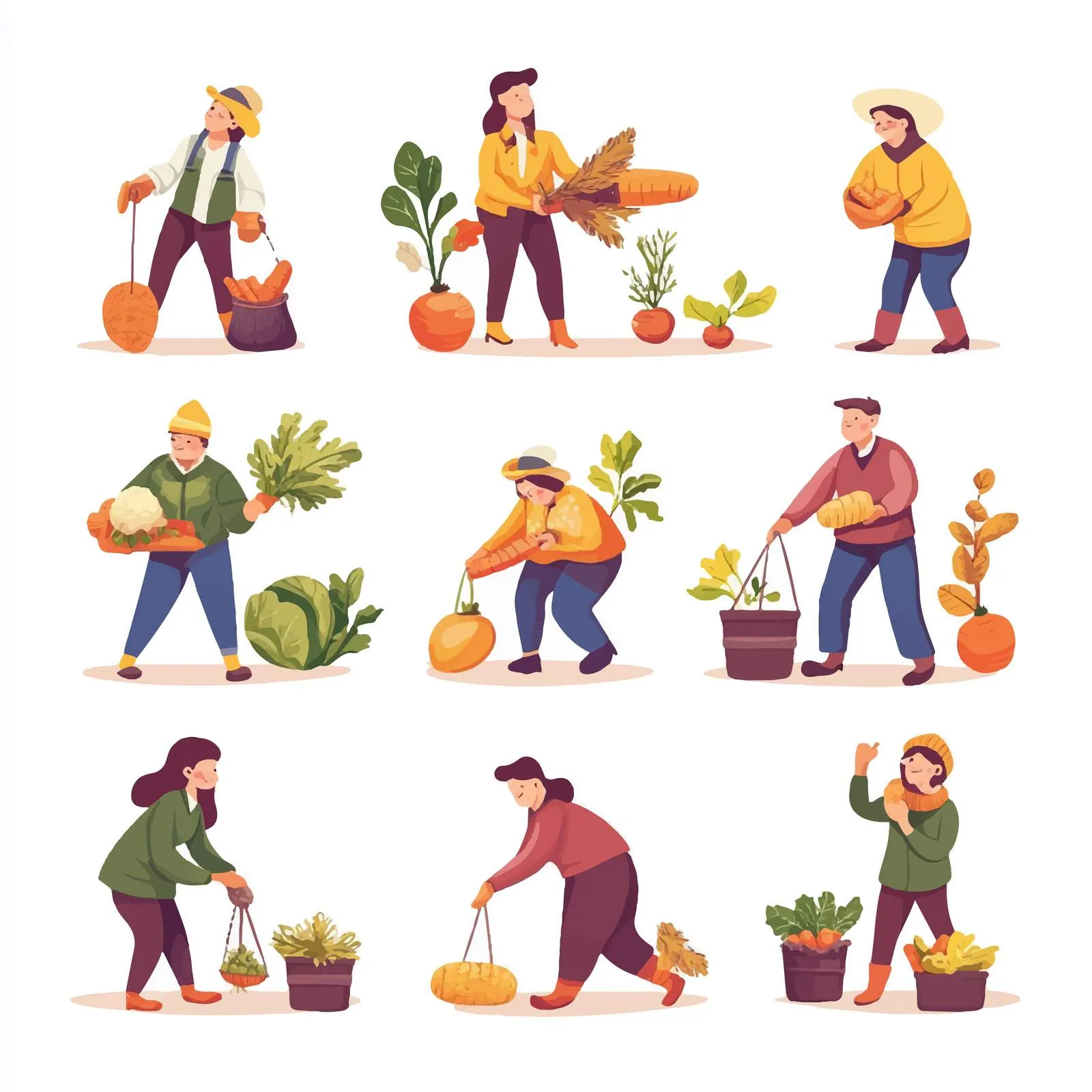 Autumn Vegetable Harvest Vector Illustrations Set — free download from Dotvec