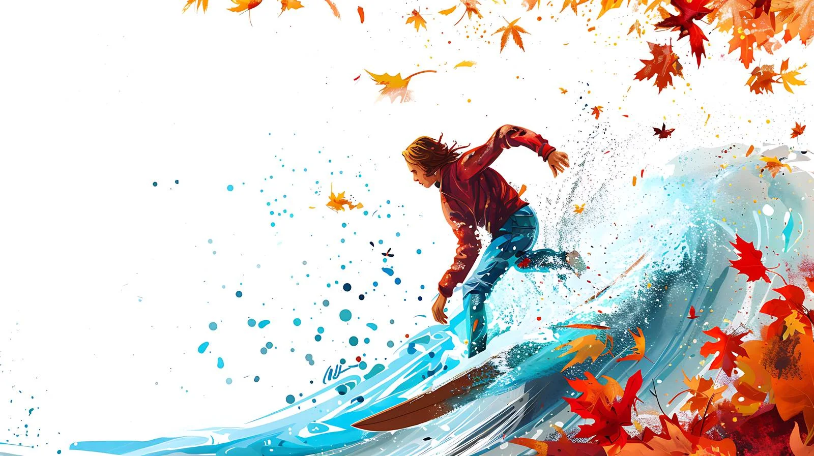 Autumn Surfing on White Background Elegance — free download from Dotvec