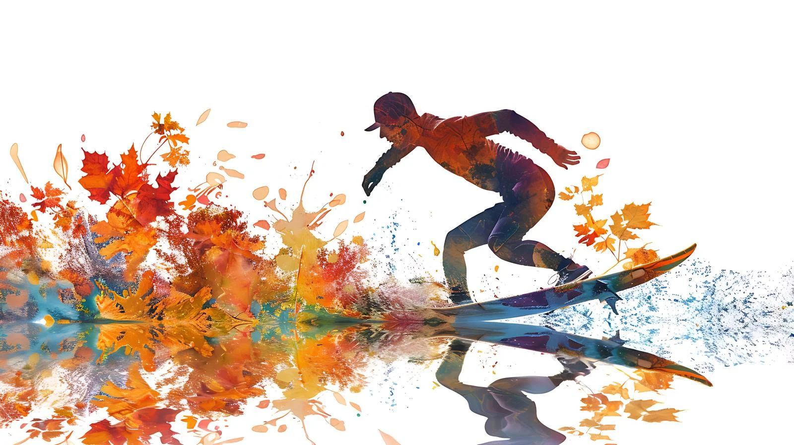 Autumn Wave Surfing on White Background — free download from Dotvec