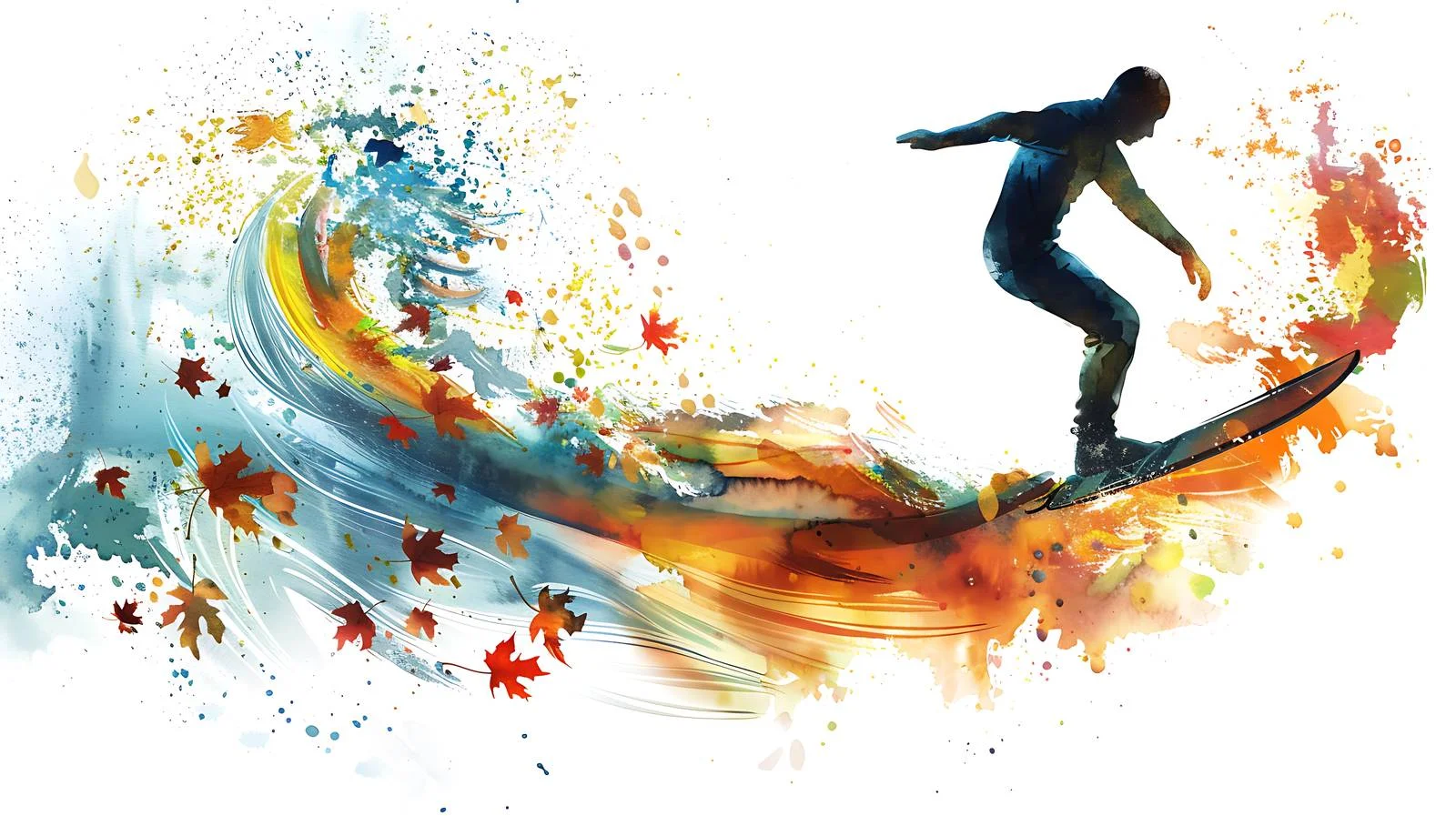 Dynamic Autumn Wake Surfing on White — free download from Dotvec