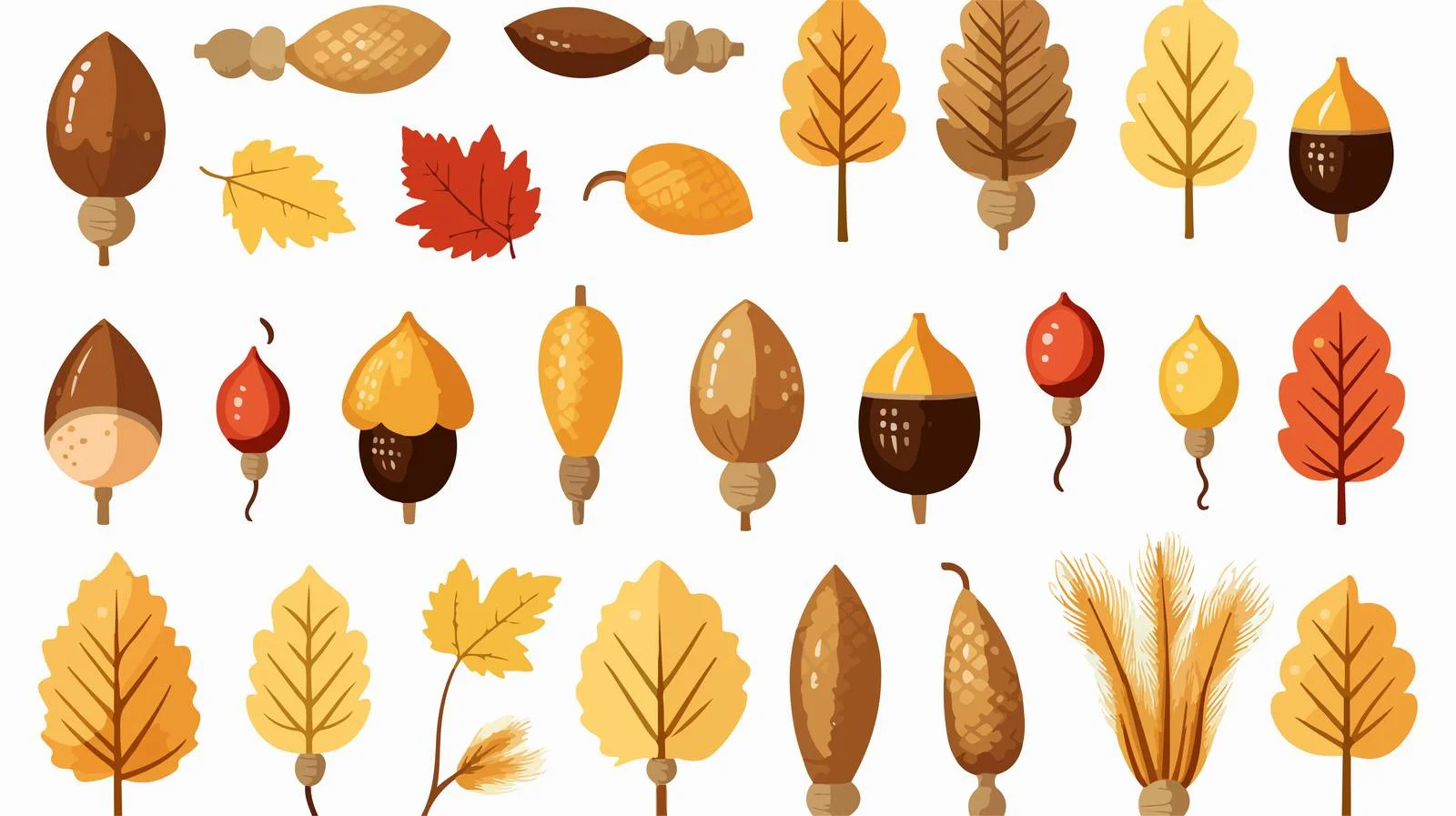 Autumn Acorn Thanksgiving Decor Elements — free download from Dotvec